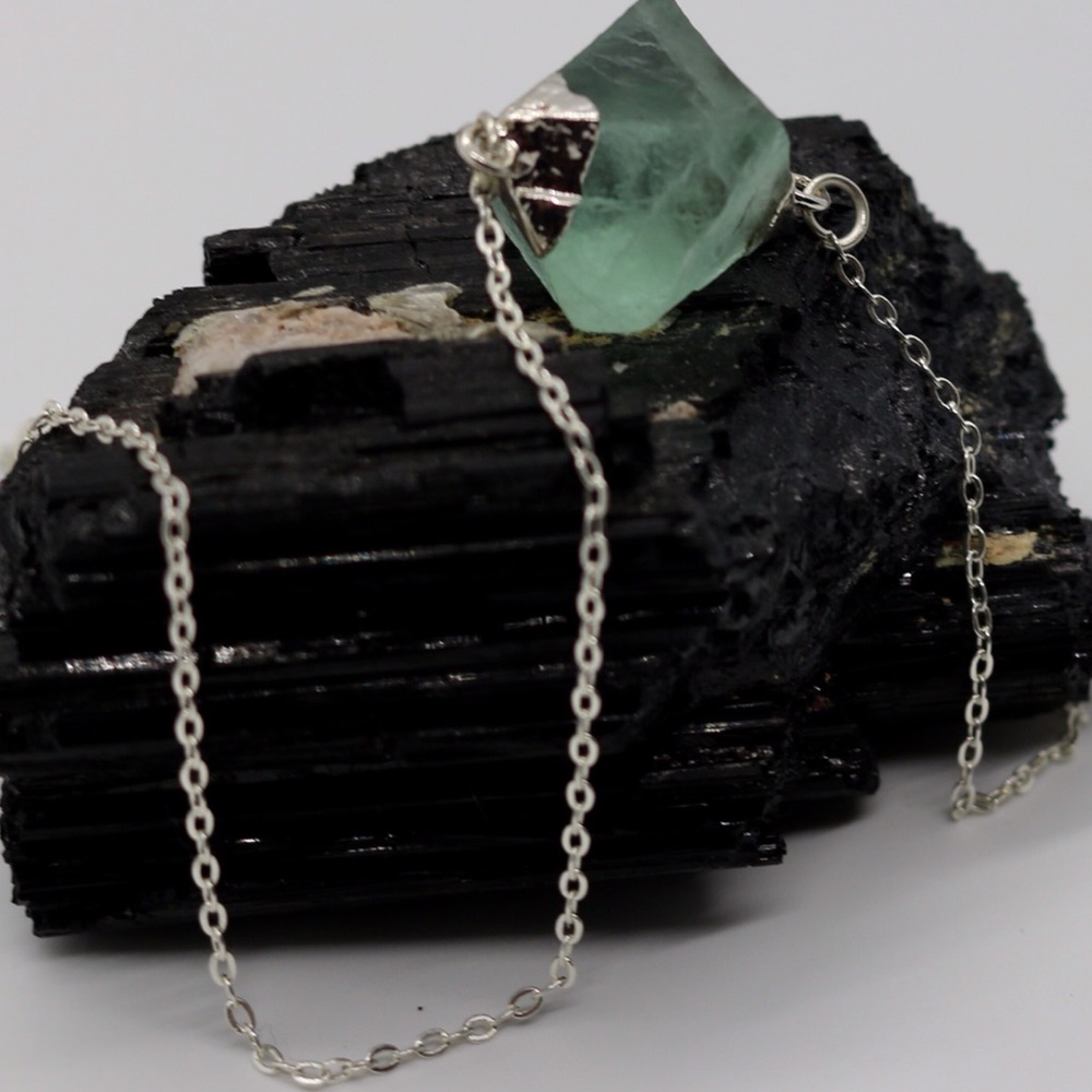 Fluorite necklace silver plated